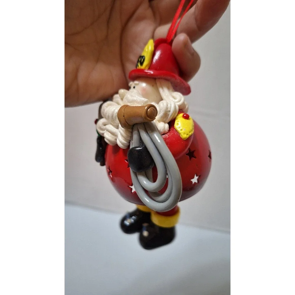 Firefighter Christmas Ornament‎ Roly Poly Fireman Santa with Dangly Legs 6